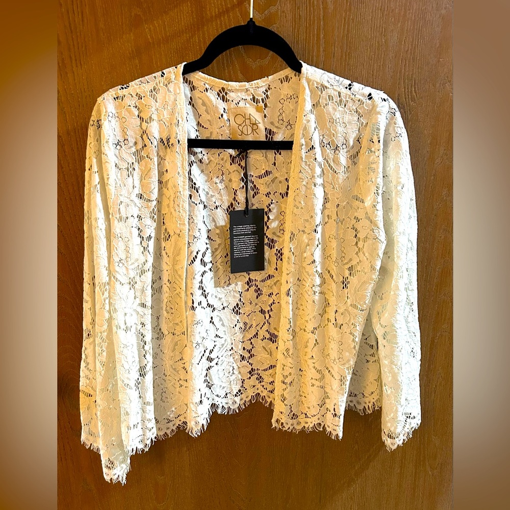 Lace Ivory Cardigan-New with Tags-Size Medium